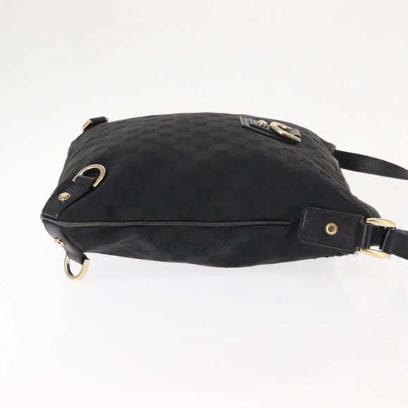 GUCCI GG Canvas Abbey Shoulder Bag Black Gold - Picture 5 of 16